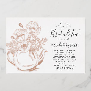 Real Rose Gold Flora Brautparty Teezeremonie auf d Folieneinladung