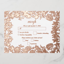 Real Rose Gold Foil Botanische Hochzeit RSVP