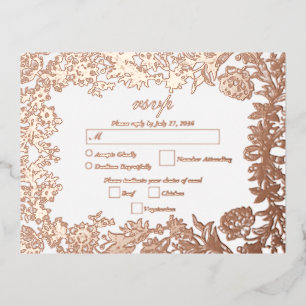 Real Rose Gold Foil Botanische Hochzeit RSVP Folie Einladungspostkarte