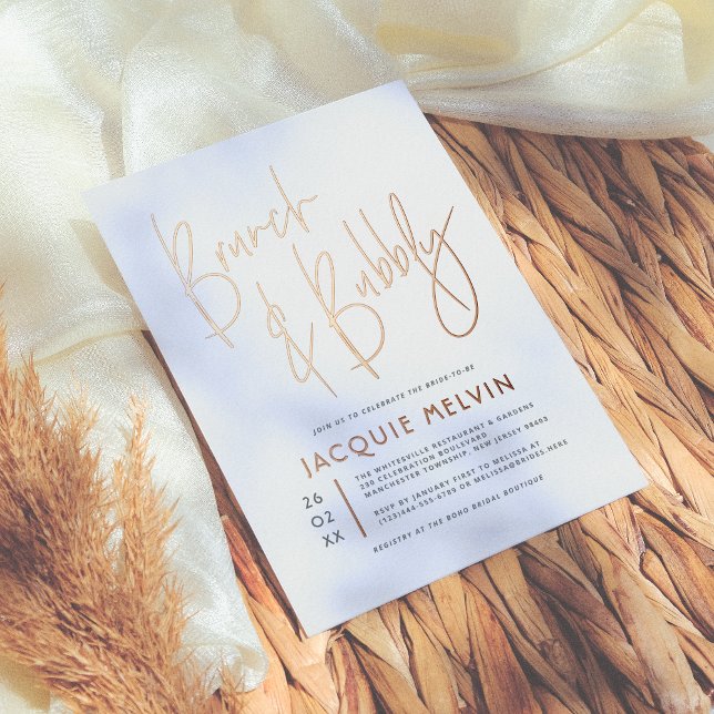 Real Rose Gold Foil Brunch & Bubbly Brautparty Folieneinladung (Von Creator hochgeladen)