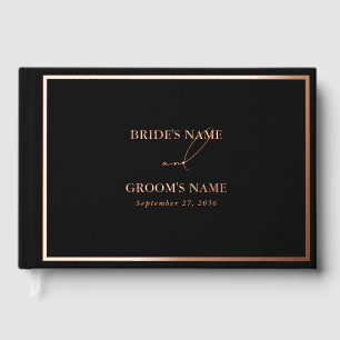 Real Rose Gold Foil Moderne Schwarze Hochzeit Gästebuch