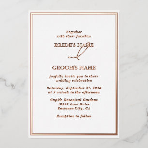 Real Rose Gold Foil Moderne White Wedding Folieneinladung
