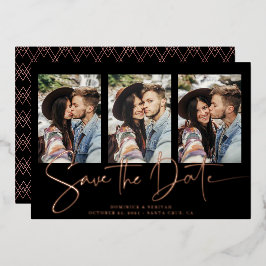 Real Rose Gold Save the Date handschriftlich Folieneinladung