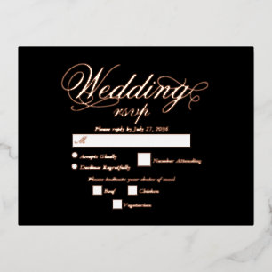 Real Rose Golden Foil Elegantes RSVP Folie Einladungspostkarte