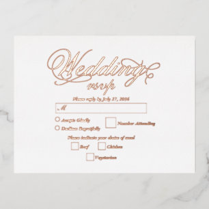 Real Rose Goldene Foil Elegante Hochzeit RSVP Folie Einladungspostkarte