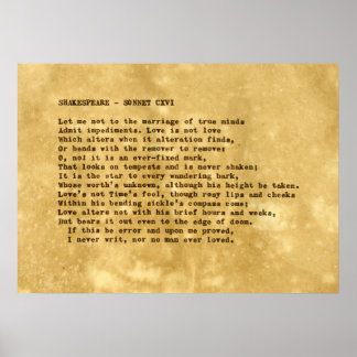 Real Schreibwriter Shakespeare Sonnet 116 (CXVI) Poster