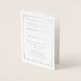 Real Silver Foil Art Deco Hochzeitsfeiern Folienkarte