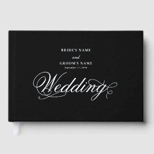 Real Silver Foil Elegante Luxuriöse Schwarze Hochz Gästebuch