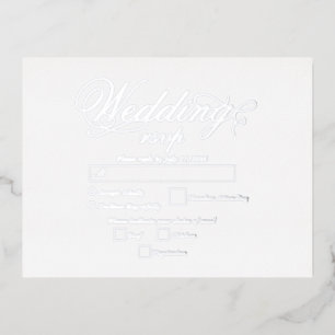 Real Silver Foil Elegante Luxury White Wedding RSV Folie Einladungspostkarte
