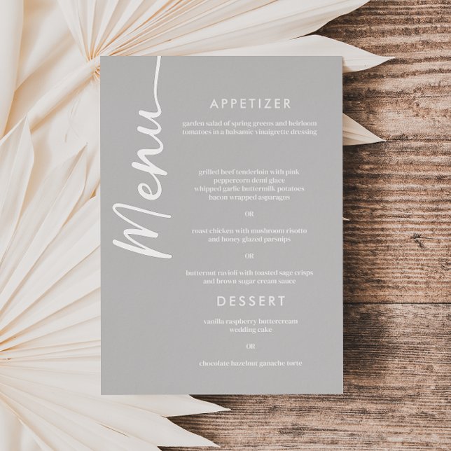 Real Silver Foil Modern Script Wedding Menu Card Folieneinladung (Von Creator hochgeladen)