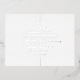 Real Silver Foil Monogram Wedding RSVP Folie Einladungspostkarte