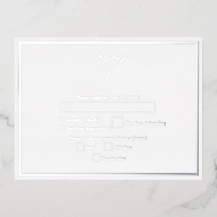 Real Silver Foil White & Silver Wedding RSVP Folie Einladungspostkarte