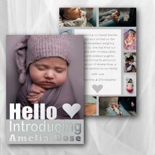 Real Silver Foto Collage Hallo Baby Ankündigung