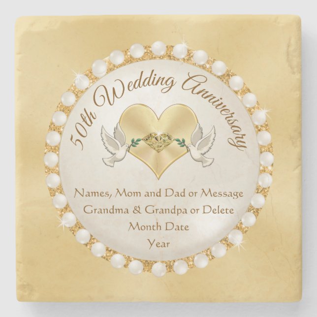 Real Stone Personalisiert 50 Jahre Untersetzer (Vorderseite)