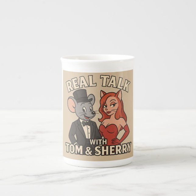 Real Talk with Tom and Sherry Cartoon Mug Prozellantasse (Vorderseite)