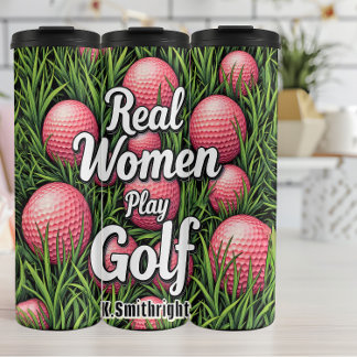Real Women Play Golf Grafik Thermosbecher