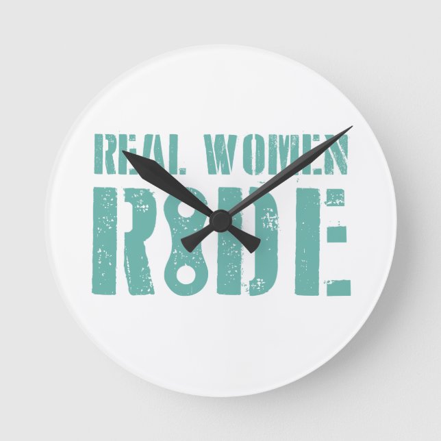 Real Women Ride Runde Wanduhr (Vorderseite)