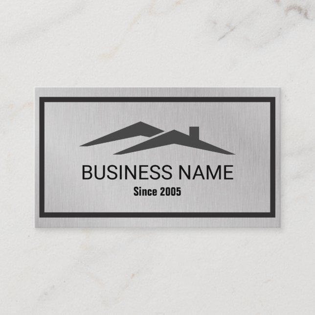 Reales Anwesen House Roof Logo Realtor Metalik Visitenkarte (Vorderseite)