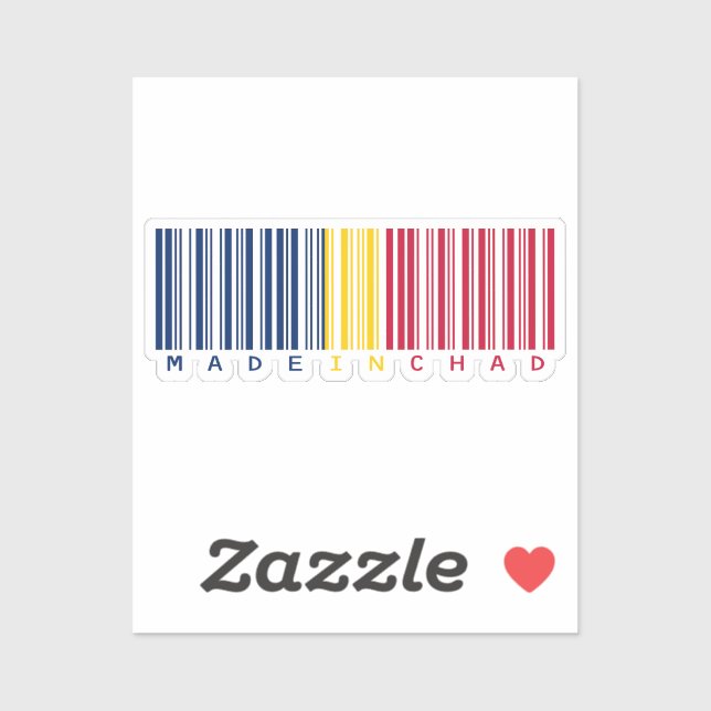 Réalisé au Tchad Barcode Drapeau Sticker (Feuille)