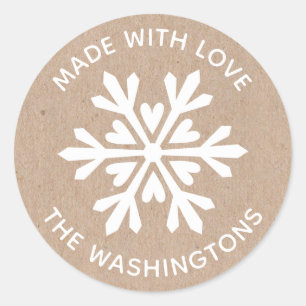 Réalisé avec l'amour Kraft Snowflake Sticker de No