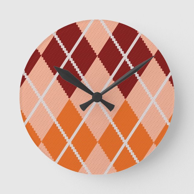 Realistic Argyle Cloth Runde Wanduhr (Vorderseite)