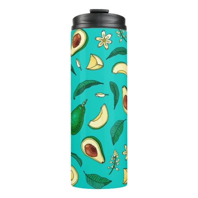Realistic avocado. Seamless pattern. Summer exotic Thermosbecher (Vorderseite)