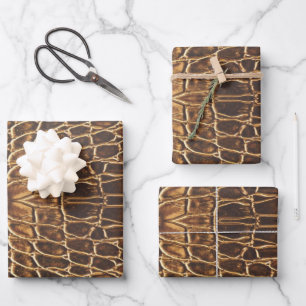 Realistic Light Brown Alligator Skin Print Geschenkpapier Set