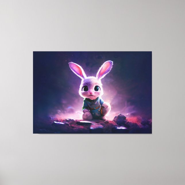 Realistic oil painting of a cute bunny leinwanddruck (Vorderseite)