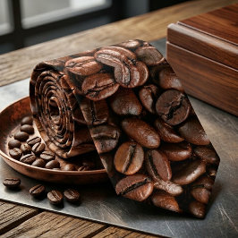 Realistic Roasted Coffee Pattern Krawatte
