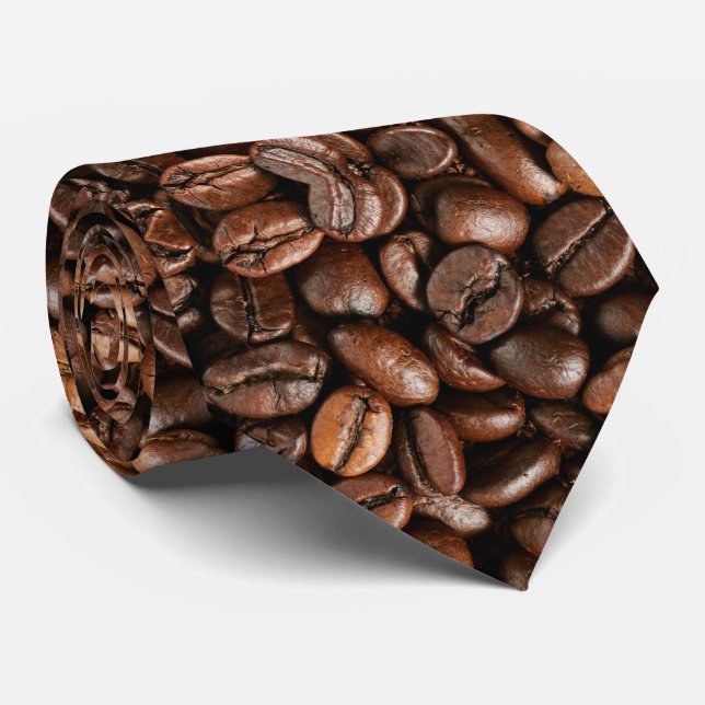 Realistic Roasted Coffee Pattern Krawatte (Gerollt)