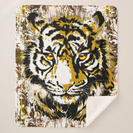 Realistic Tiger - Cool Tiger Head Sherpa Blanket Sherpadecke