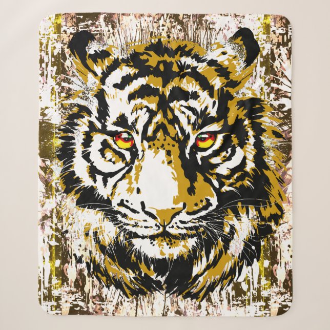 Realistic Tiger - Cool Tiger Head Sherpa Blanket Sherpadecke (Vorderseite)