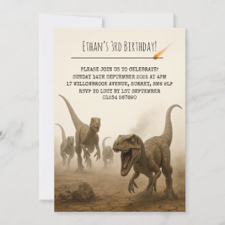 Realistic Velociraptor Pack with Meteor Birthday Einladung