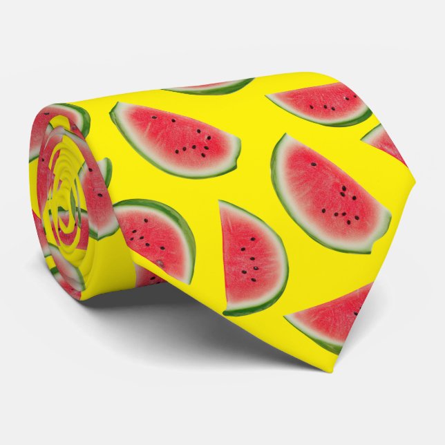 Realistic Watermelon Slice Pattern Design Krawatte (Gerollt)