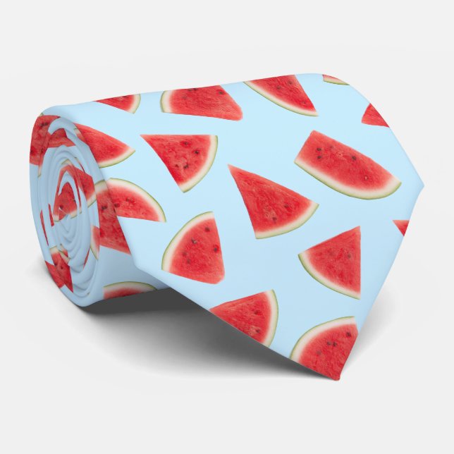 Realistic Watermelon Slice Summer Pattern Krawatte (Gerollt)