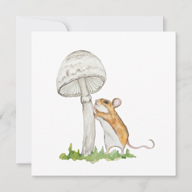 Realistisch eine lustige Feldmaus und Pilz (Vorderseite)