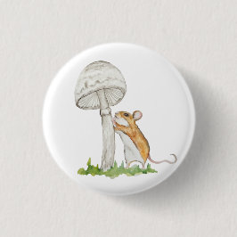 Realistisch eine lustige Feldmaus und Pilz Button