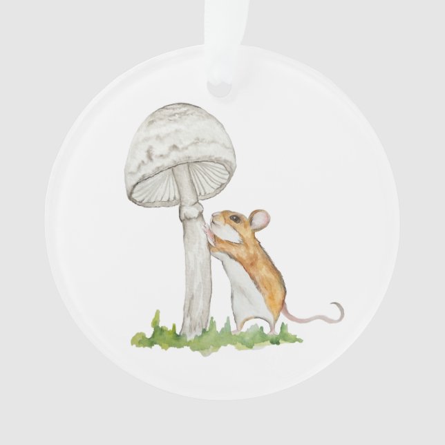 Realistisch eine lustige Feldmaus und Pilz Ornament (Vorderseite)