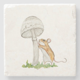 Realistisch eine lustige Feldmaus und Pilz Steinuntersetzer