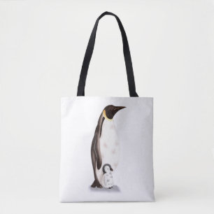 Realistisch eleganter Kaiser Pinguin mit Baby Tasche