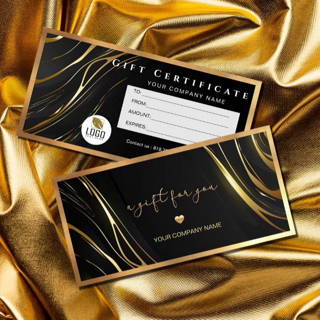 Realistisch elegantes Black Gold Hair Geschenkzert (Realistic elegant Black Gold Hair Gift Certificate #zazzlemade #certificate #haistylegiftcard
)