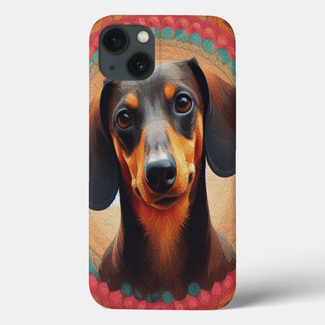 Realistisch farbenfrohe Niedliche Dackel Hundelieb Case-Mate iPhone Hülle (Rückseite)