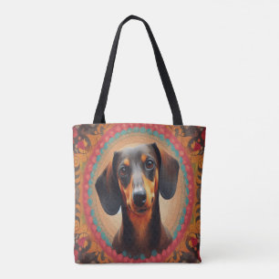 Realistisch farbenfrohe Niedliche Dackel Hundelieb Tasche