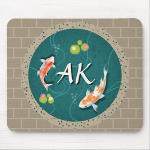 Realistisch grüner japanischer Koi-Fischteich Mousepad