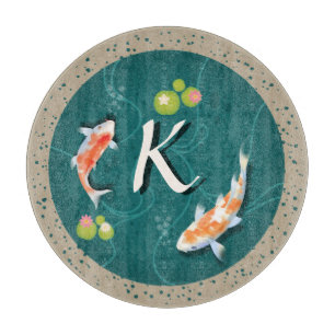 Realistisch grüner japanischer Koi-Fischteich Schneidebrett