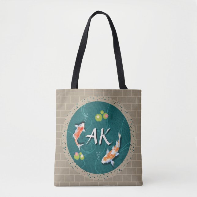 Realistisch grüner japanischer Koi-Fischteich Tasche (Vorderseite)