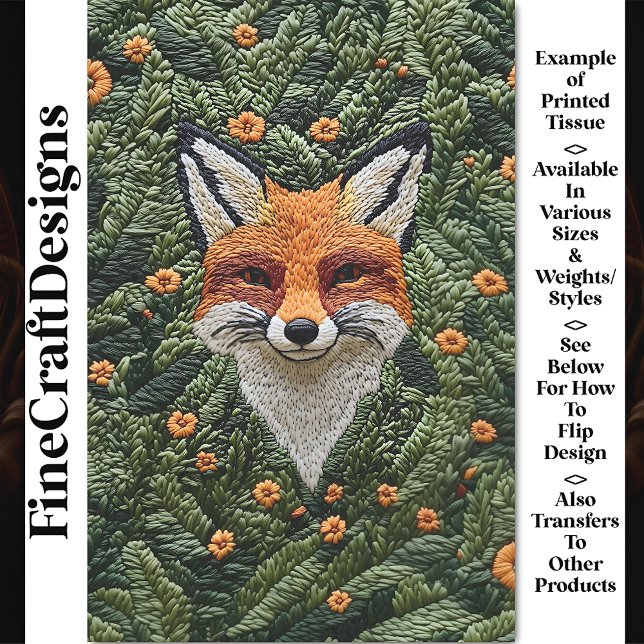 Realistisch Niedlich bestickter Red Fox BZ6 Decoup Seidenpapier (Von Creator hochgeladen)