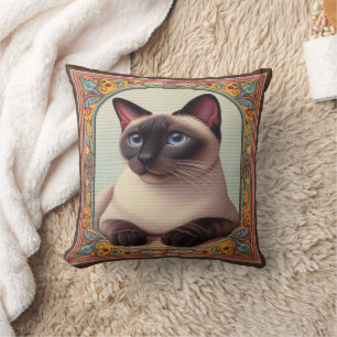 Realistisch Niedliche siamesische Katze farbenfroh Kissen
