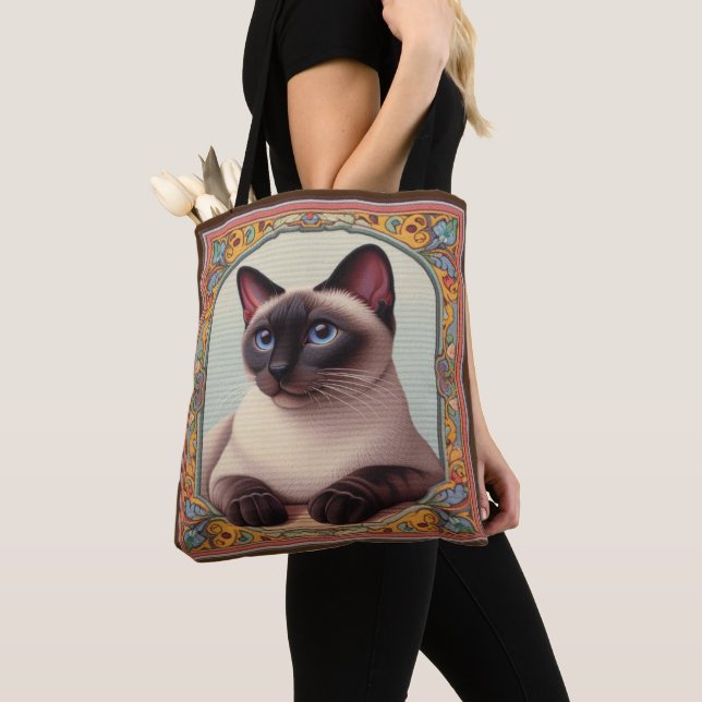 Realistisch Niedliche siamesische Katze farbenfroh Tasche (Von Nahem)