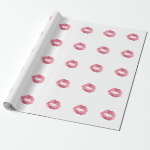 Realistisch rosa Lippen, abgeschiedener Kuss Geschenkpapier